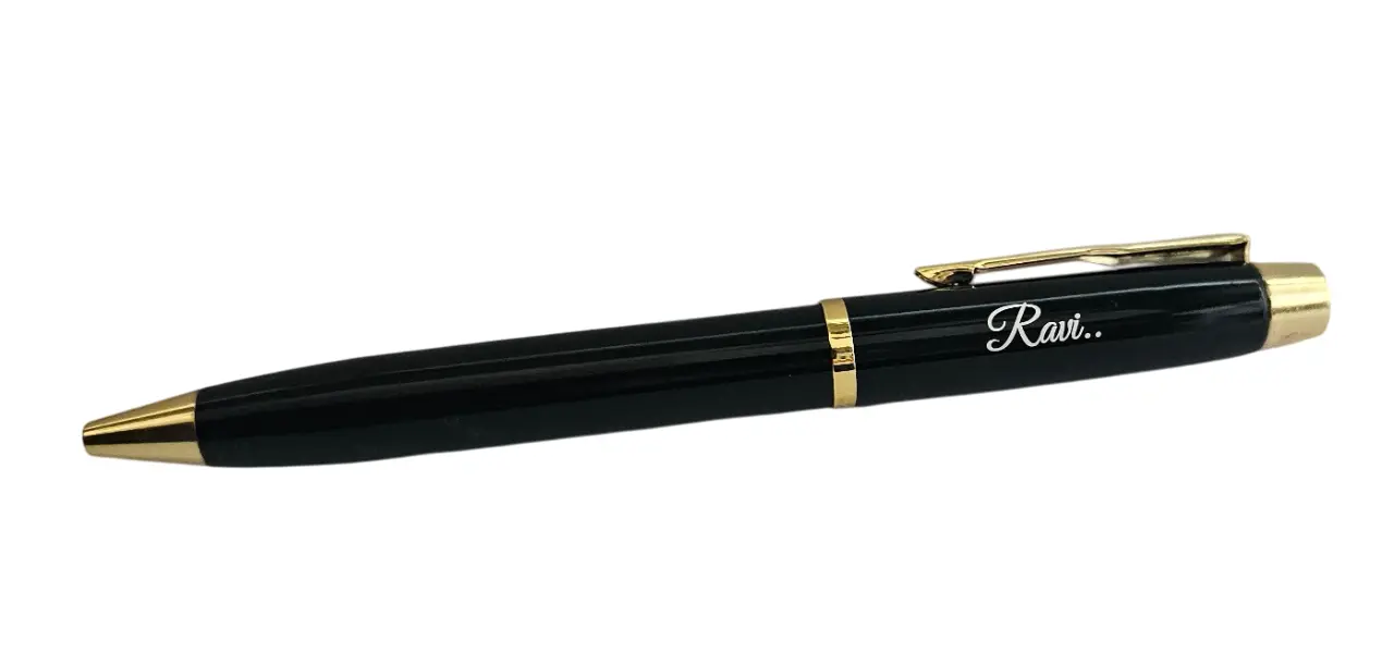 Personalized Black and Gold Rim Ball Pen